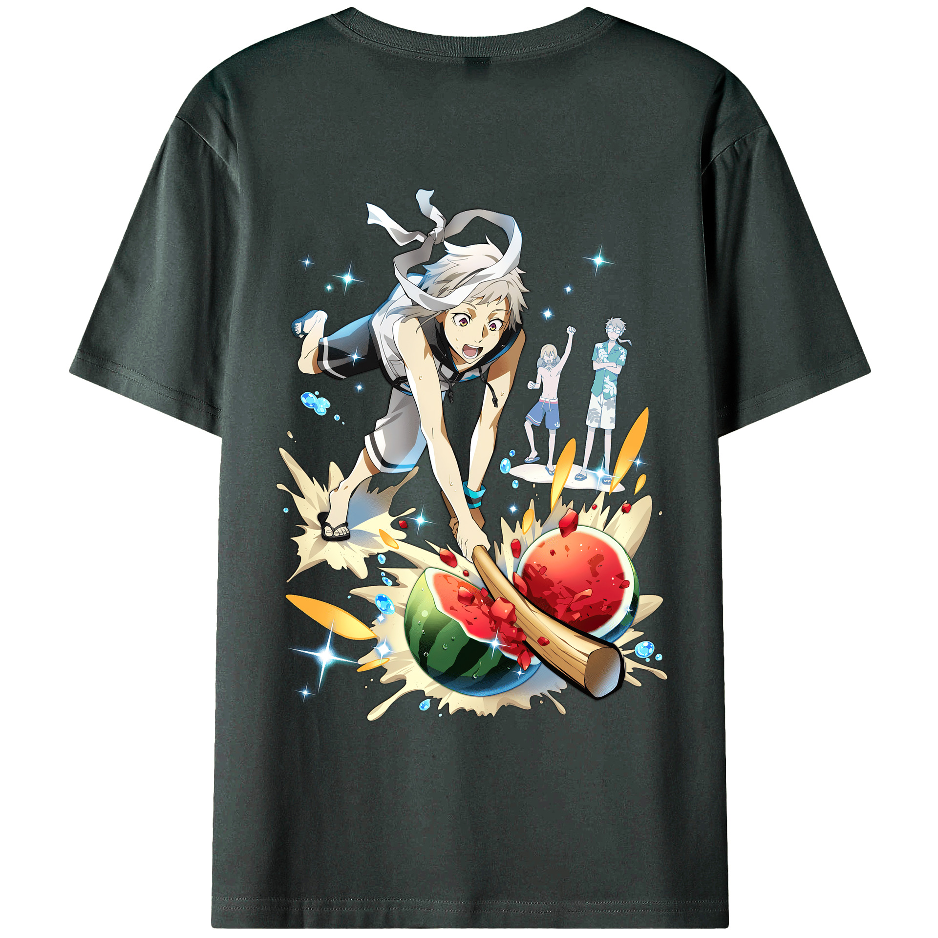 （画像用） 文豪ストレイドッグス Bungo Stray Dogs 綿100％ メンズ半袖Tシャツ（バックプリント） 通気性